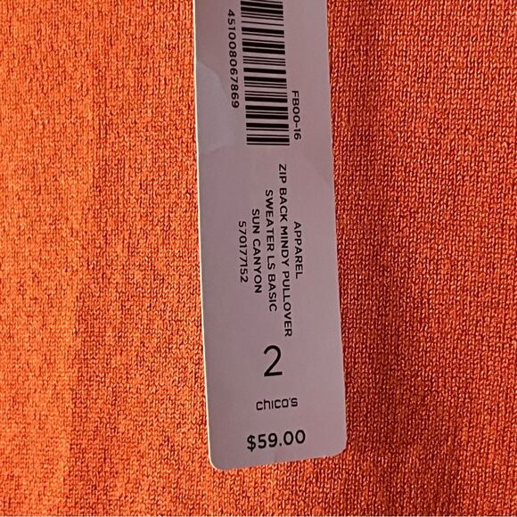 Chico’s Orange Rayon Long Sleeve Top NWT - Picture 6 of 8